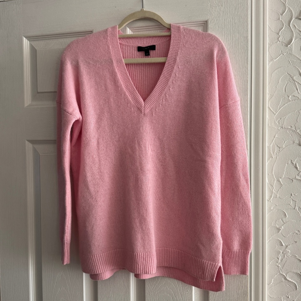 J. Crew Pink V Neck Tunic Sweater Wool Blend E5392 - Sz XXS